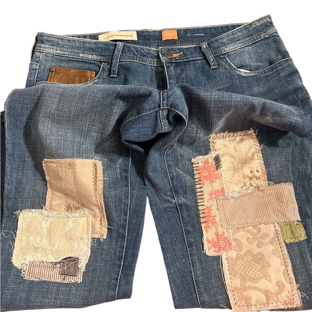 Pilcro and the Letterpress Blue Jeans with Patchwork Accents - Picture 12 of 14